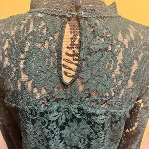 Elegant Lace Top in Dark Green